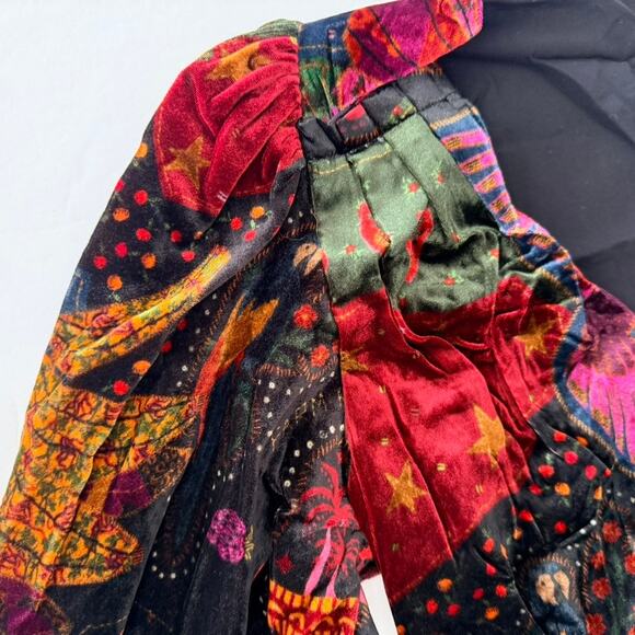 FARM Rio Crazy Mix Velvet Dress Size Medium V-Neck Long Sleeve Party Night Out - Picture 8 of 11